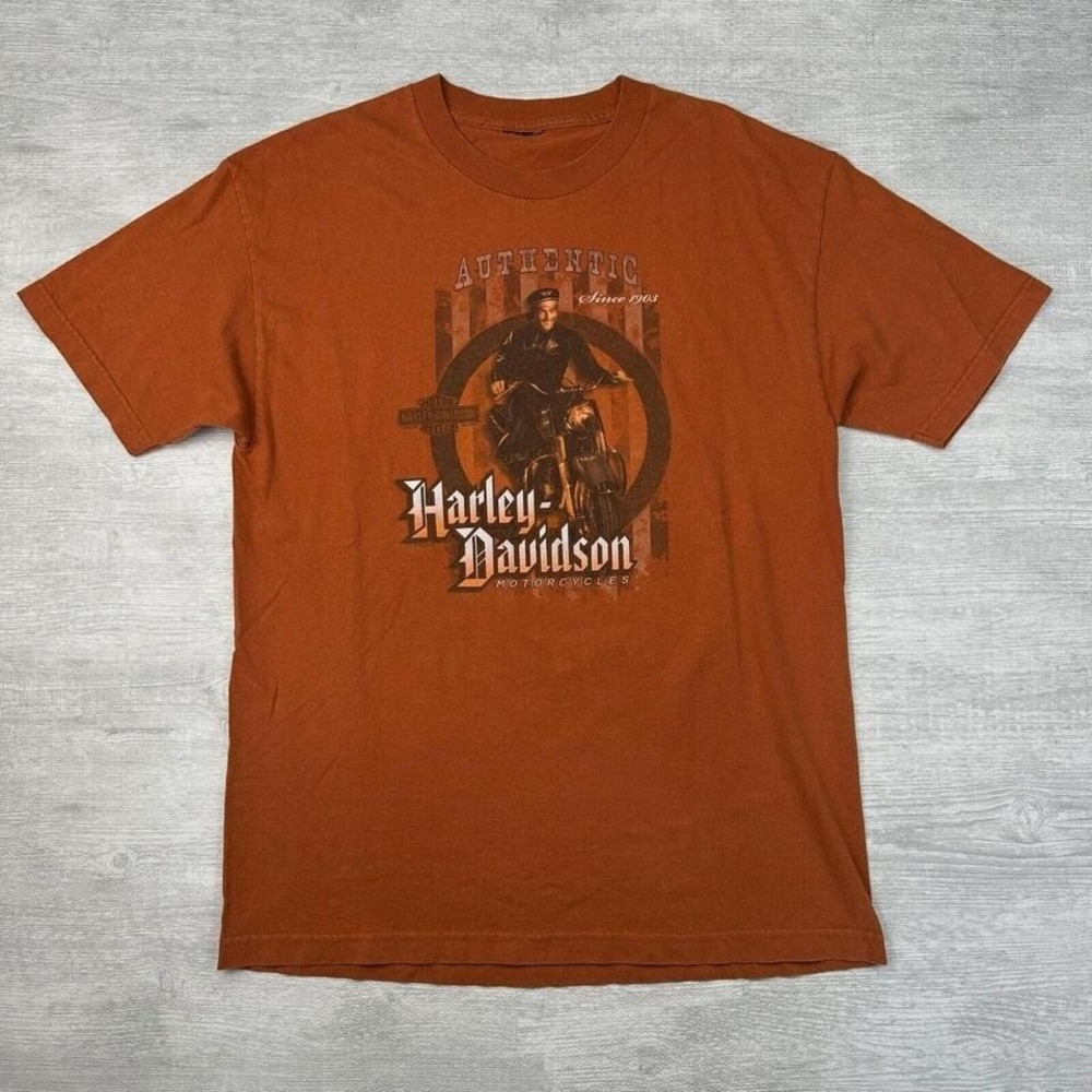 Vintage Harley Davidson Shirt Adult Medium Orange Motorcycle Biker‎ Tennessee